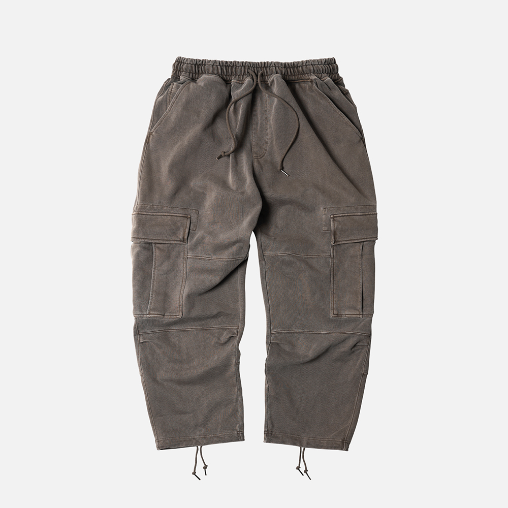 Pigment dyeing cargo sweat pants _ brown