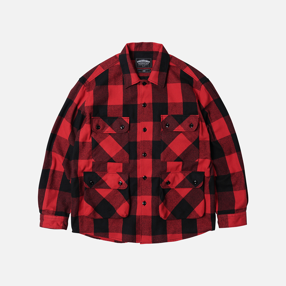 Buffalo check shirt jacket _ red