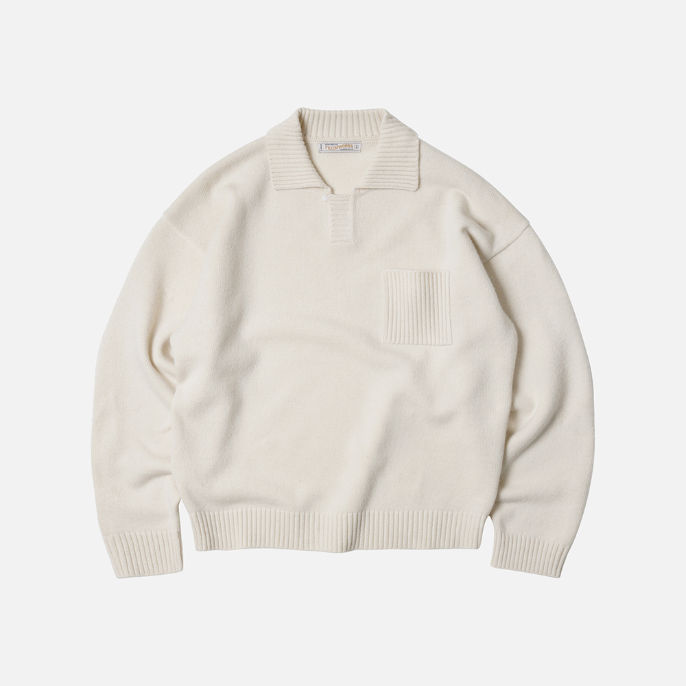 Wool collar knit pullover _ ivory