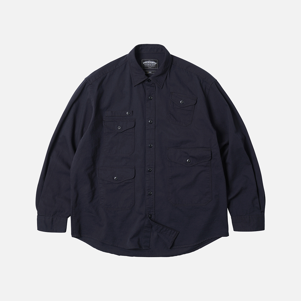 Twill utility pocket shirt jacket _ navy