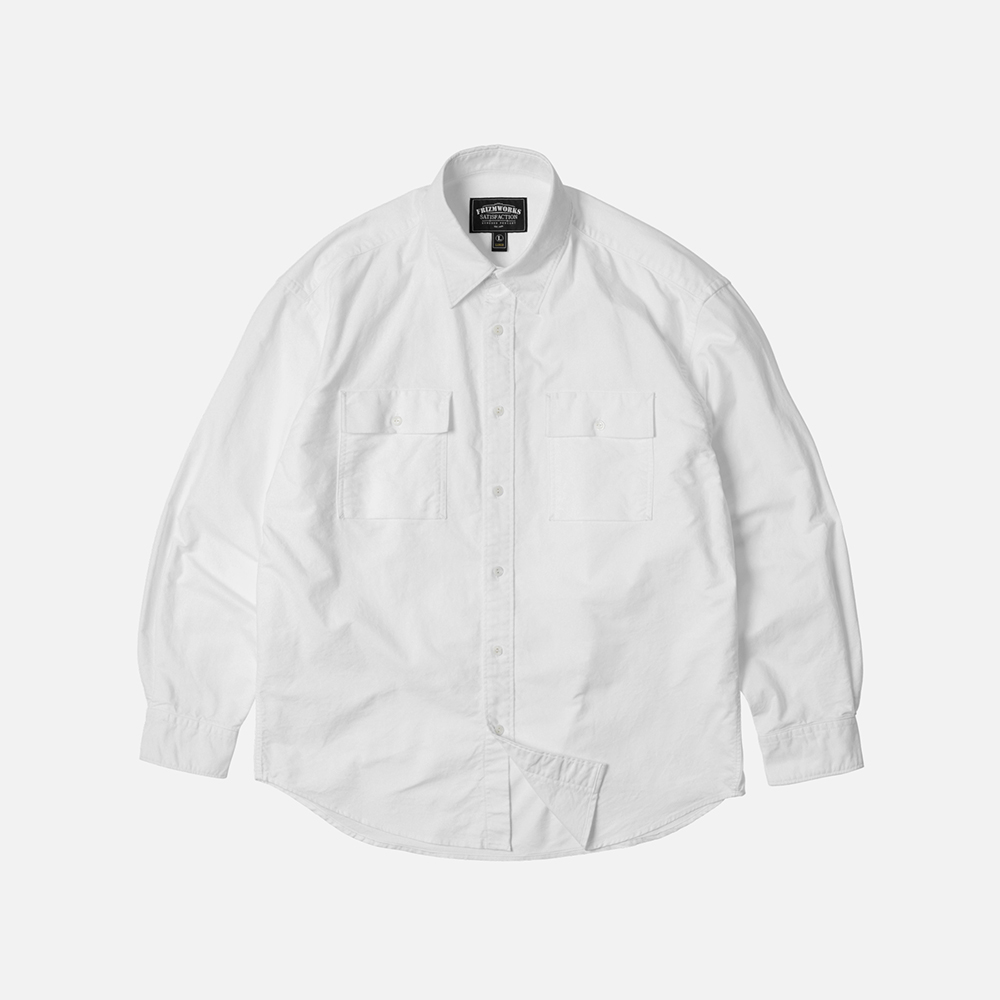 Cigarette pocket chambray shirt _ white