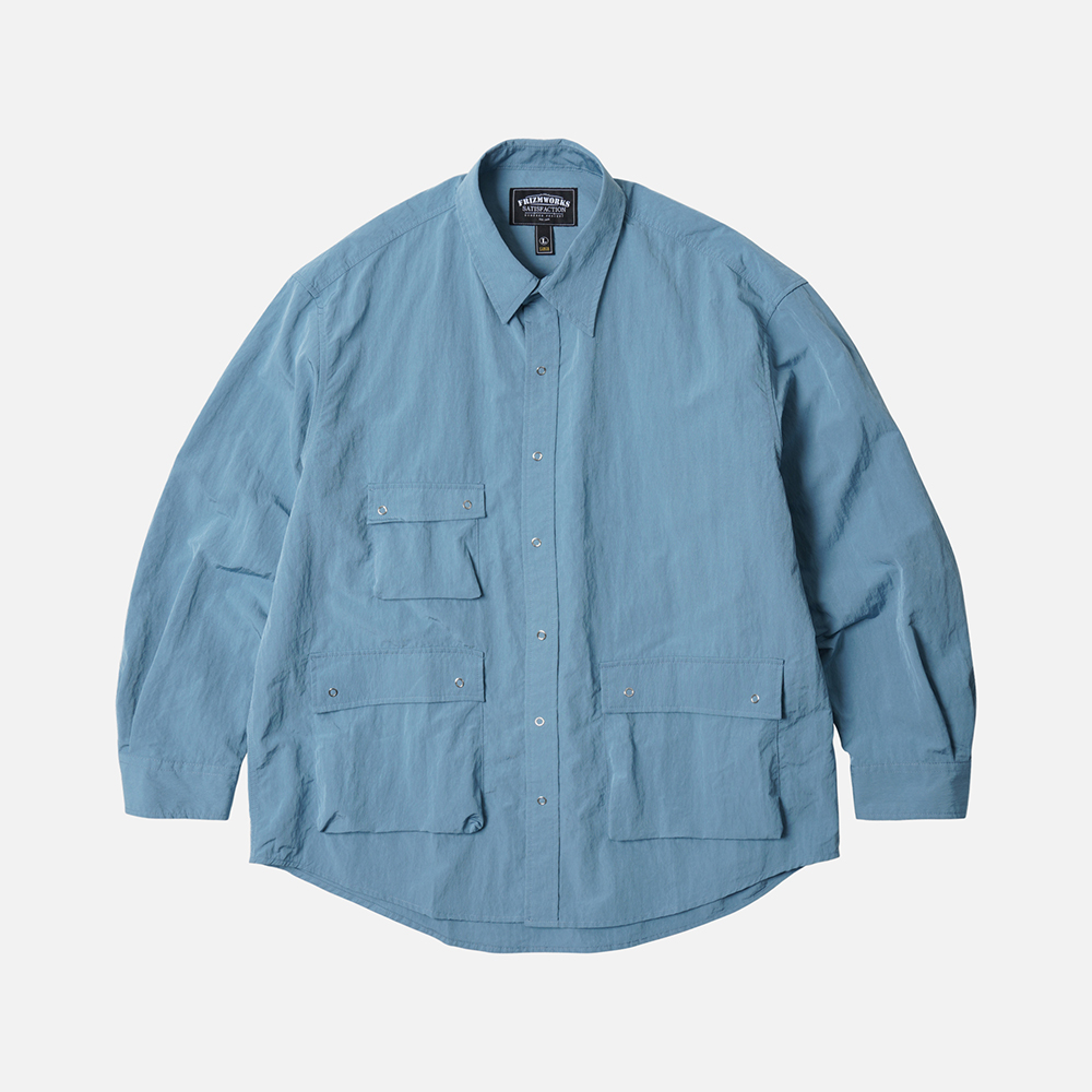 3PK Nylon ripstop shirt jacket _ dusky blue