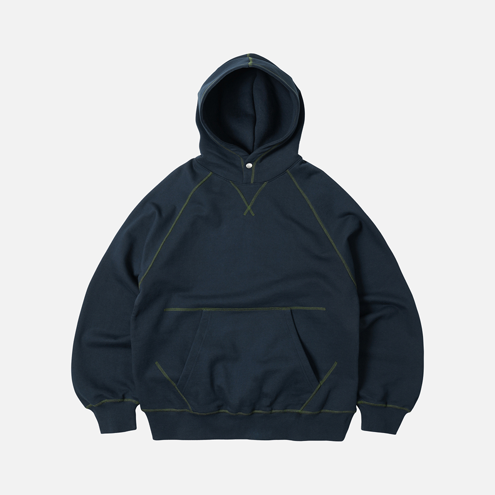 Cover stitch pullover hoody _ navy