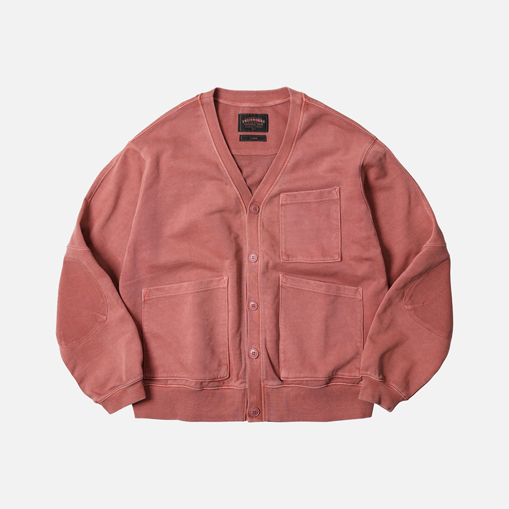 Pigment dyeing heavyweight cardigan _ pink