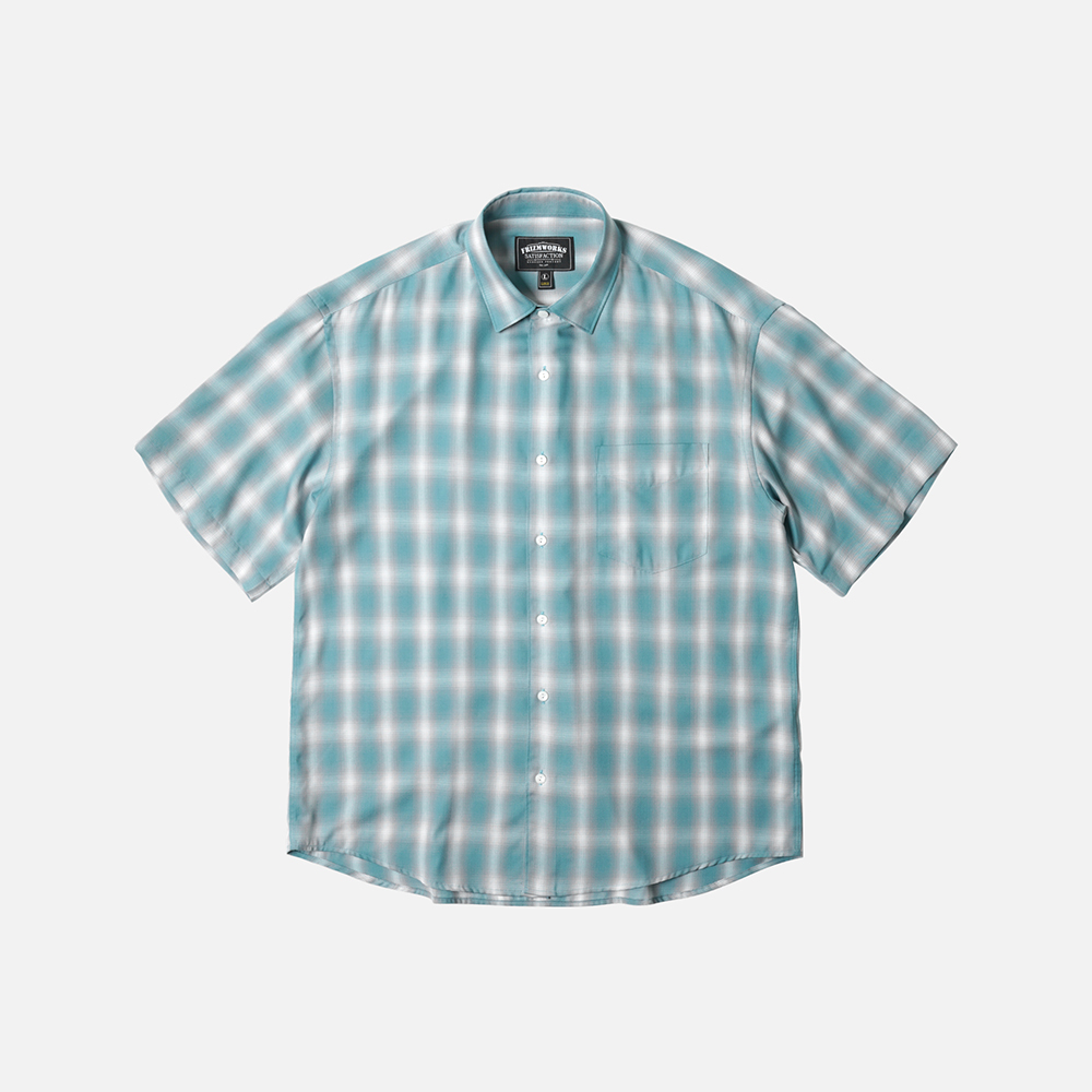 Ombre check relaxed half shirt _ mint