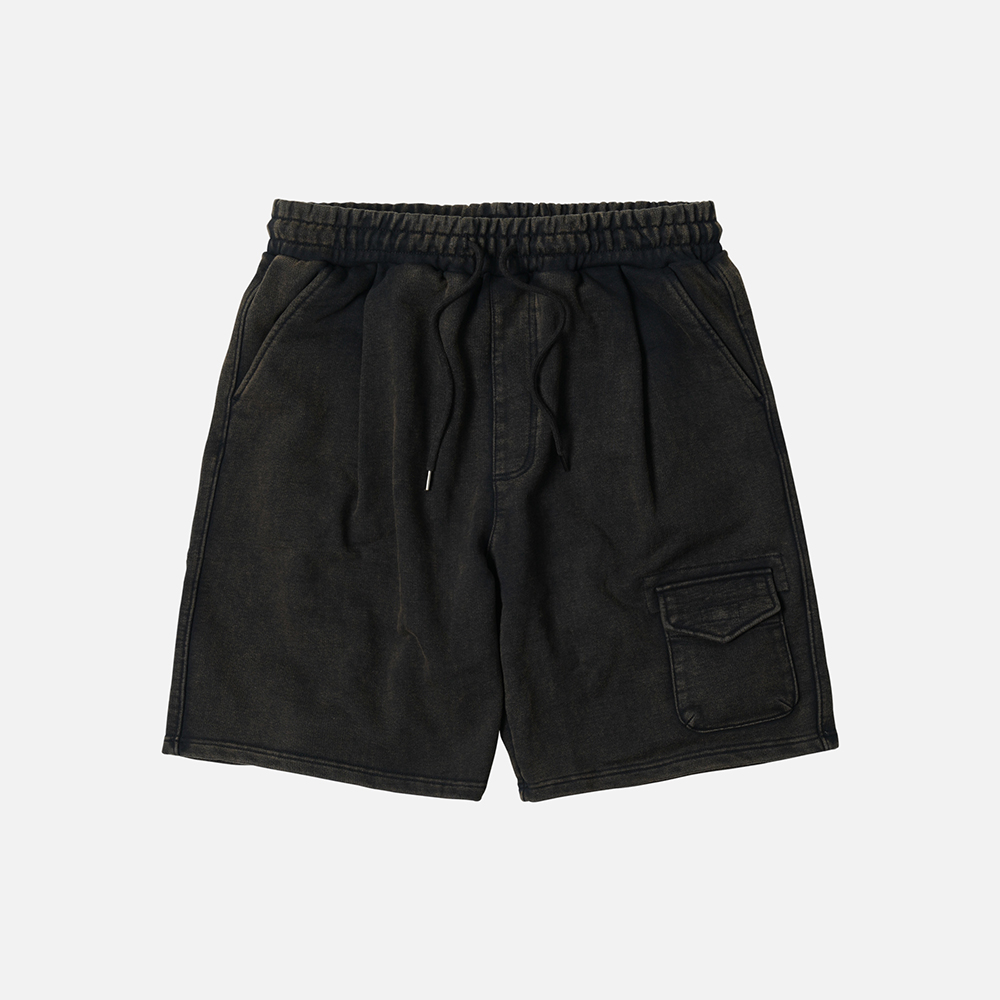 Pouch pocket sweat shorts _ black brown