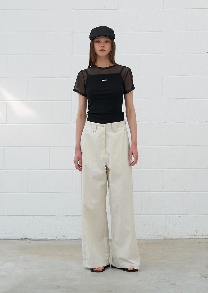 Section Line Wide Pants Cream