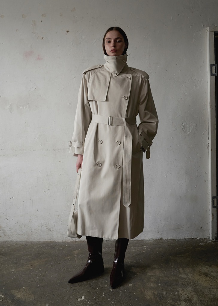 Double-Breasted Trench Coat Cream