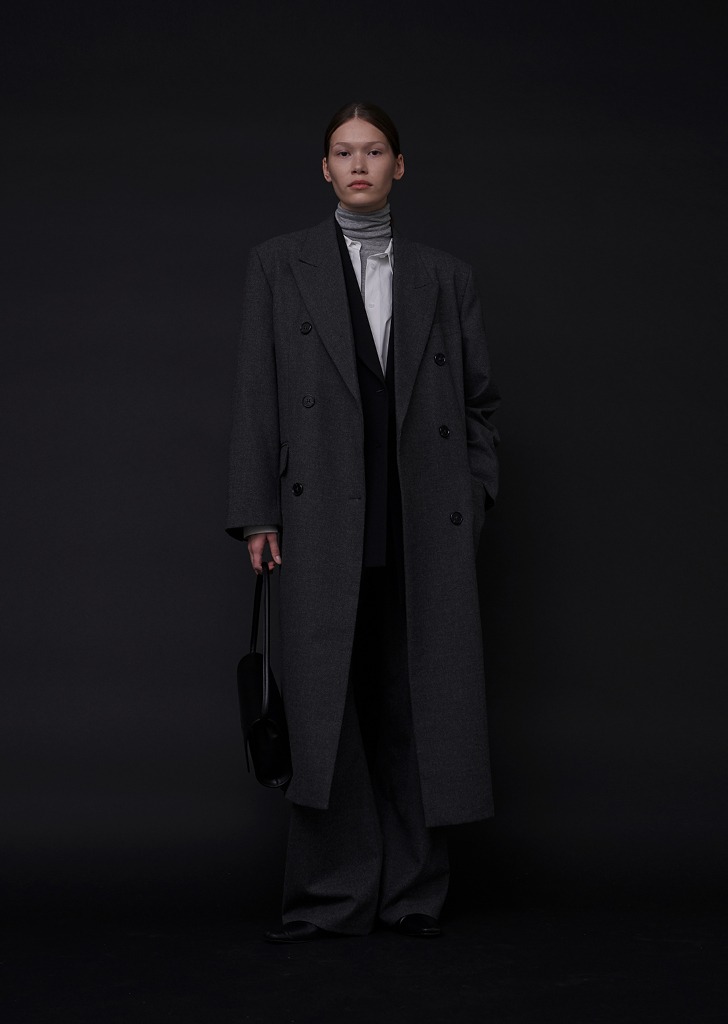 Oversized Double-Breasted Coat Charcoal_2차리오더