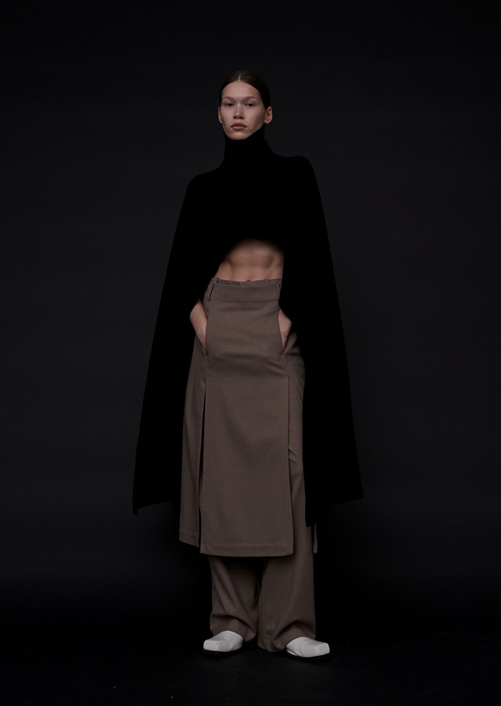 A-line Slit Midi Skirt Dark Beige