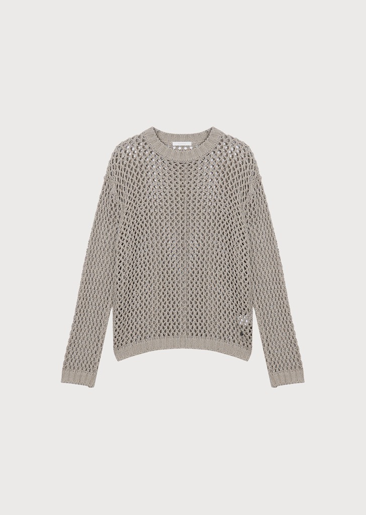 Cotton Net Sweater Olive