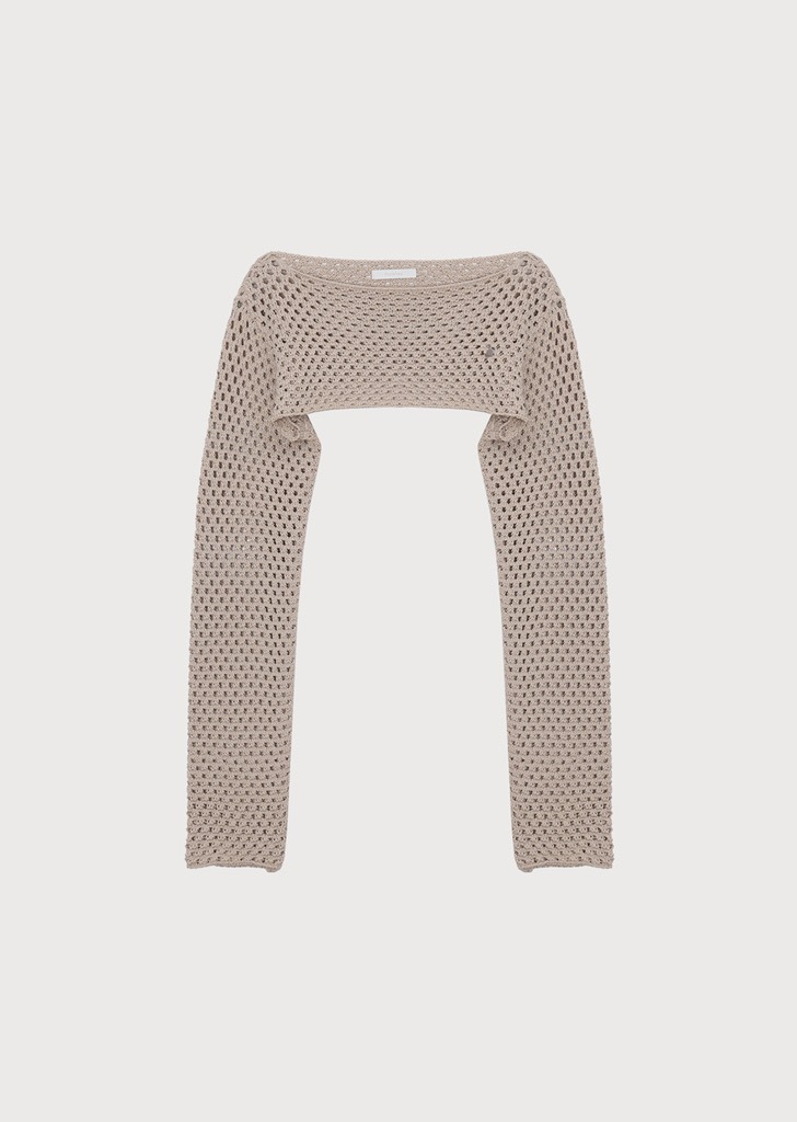 Net Cropped Sweater Beige