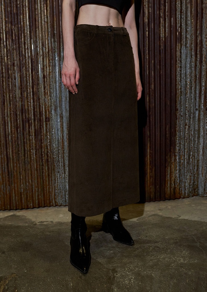 Corduroy Long Skirt D/Brown