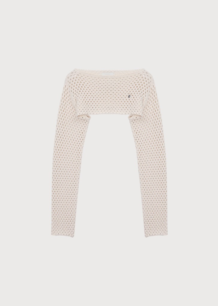 Net Cropped Sweater Cream