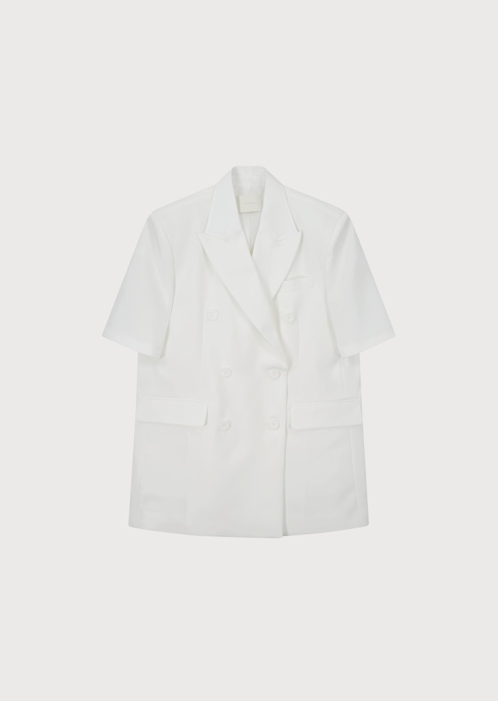 Double-Breasted Short Sleeve Jacket Ivory
