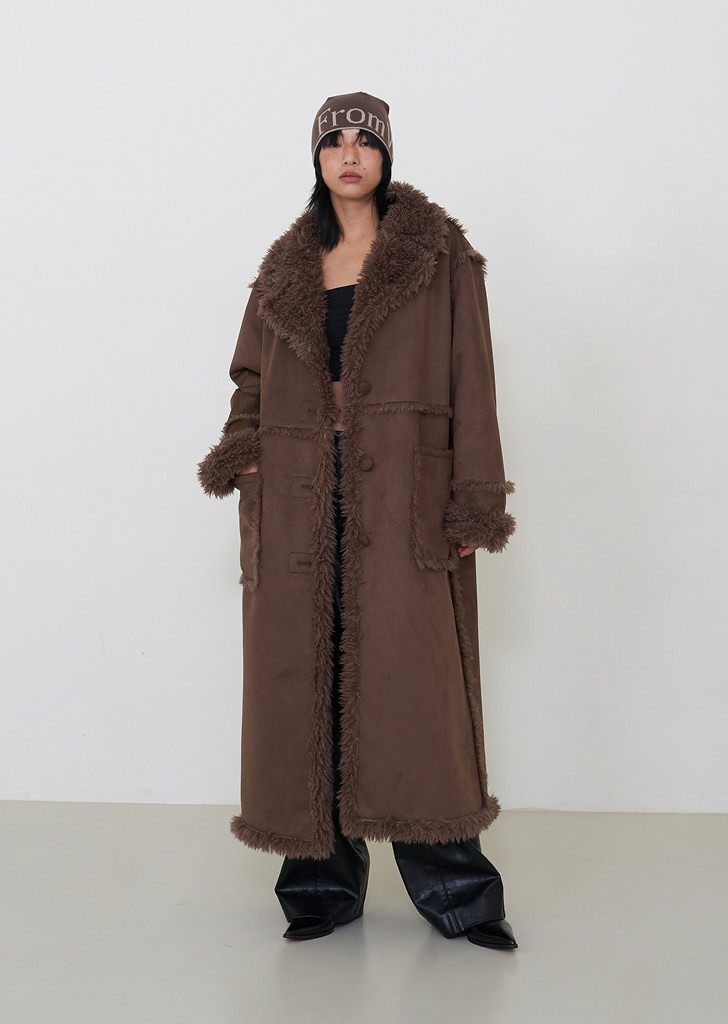 Shearing Over-Sized Coat Brown