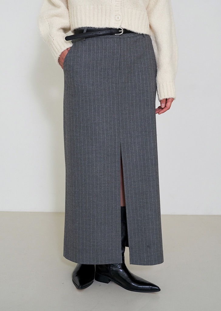Wool Maxi Skirt Gray