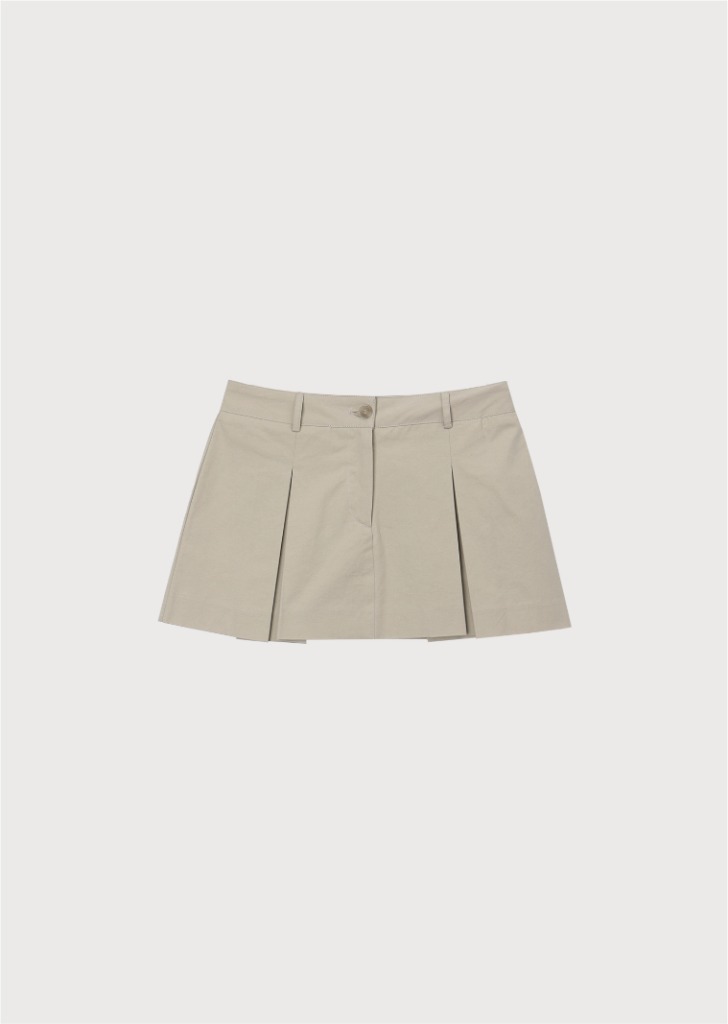 [SEASON OFF 30%] Front Pleat Mini Skirt Beige