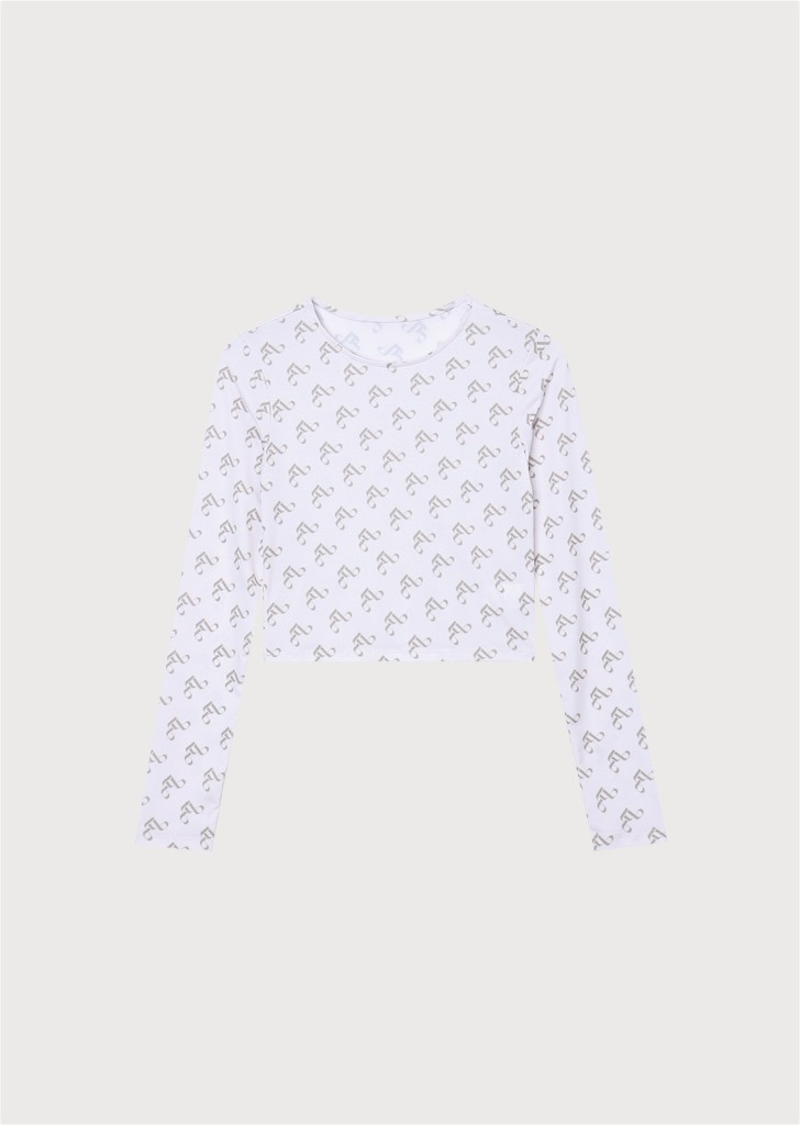 [SEASON OFF 30%] Pattern Fitted Crew Neck T-Shirt Ivory