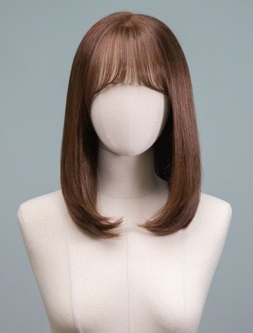 Human Hair 100% Full Wig  Medium Layer C-curl Perm