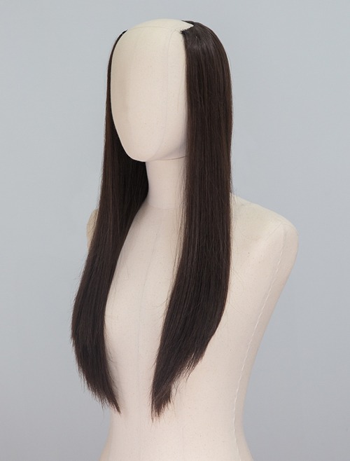 Open Half Wig  Long Straight (Human Hair)