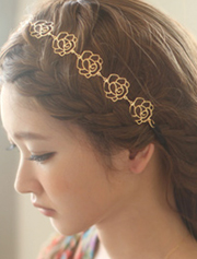 [키치아일랜드] Rose gold flower hairband