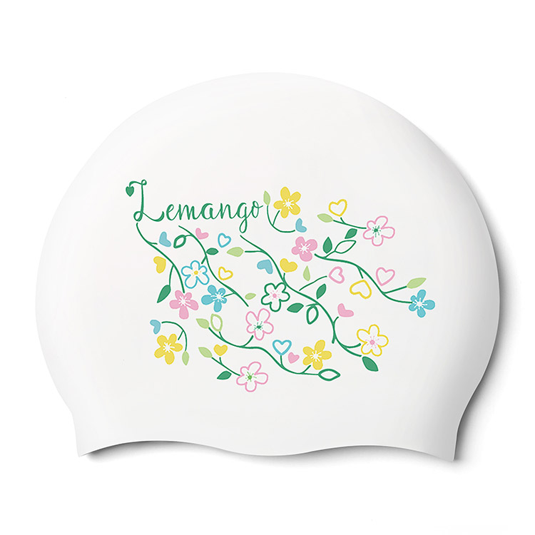 LEMANGO 野生玫瑰硅膠游泳帽白色 LGNSC61002172
