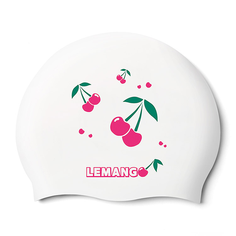 LEMANGO 櫻桃櫻桃硅膠游泳帽白色 LGNSC61002167
