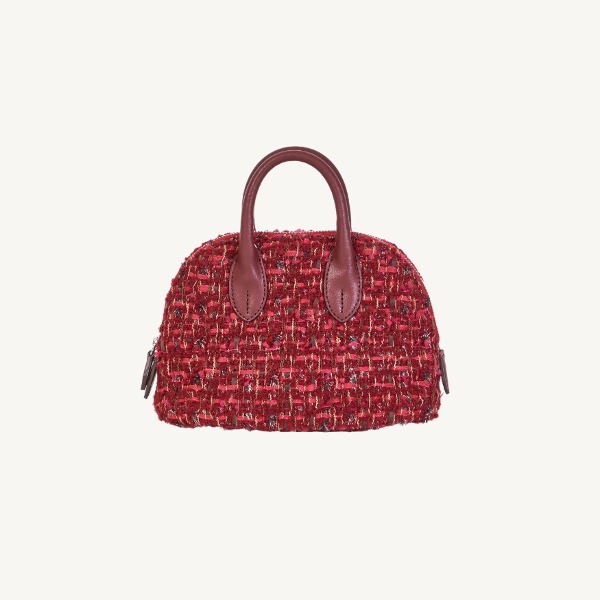 Tweed Halfmoon Bag - Red