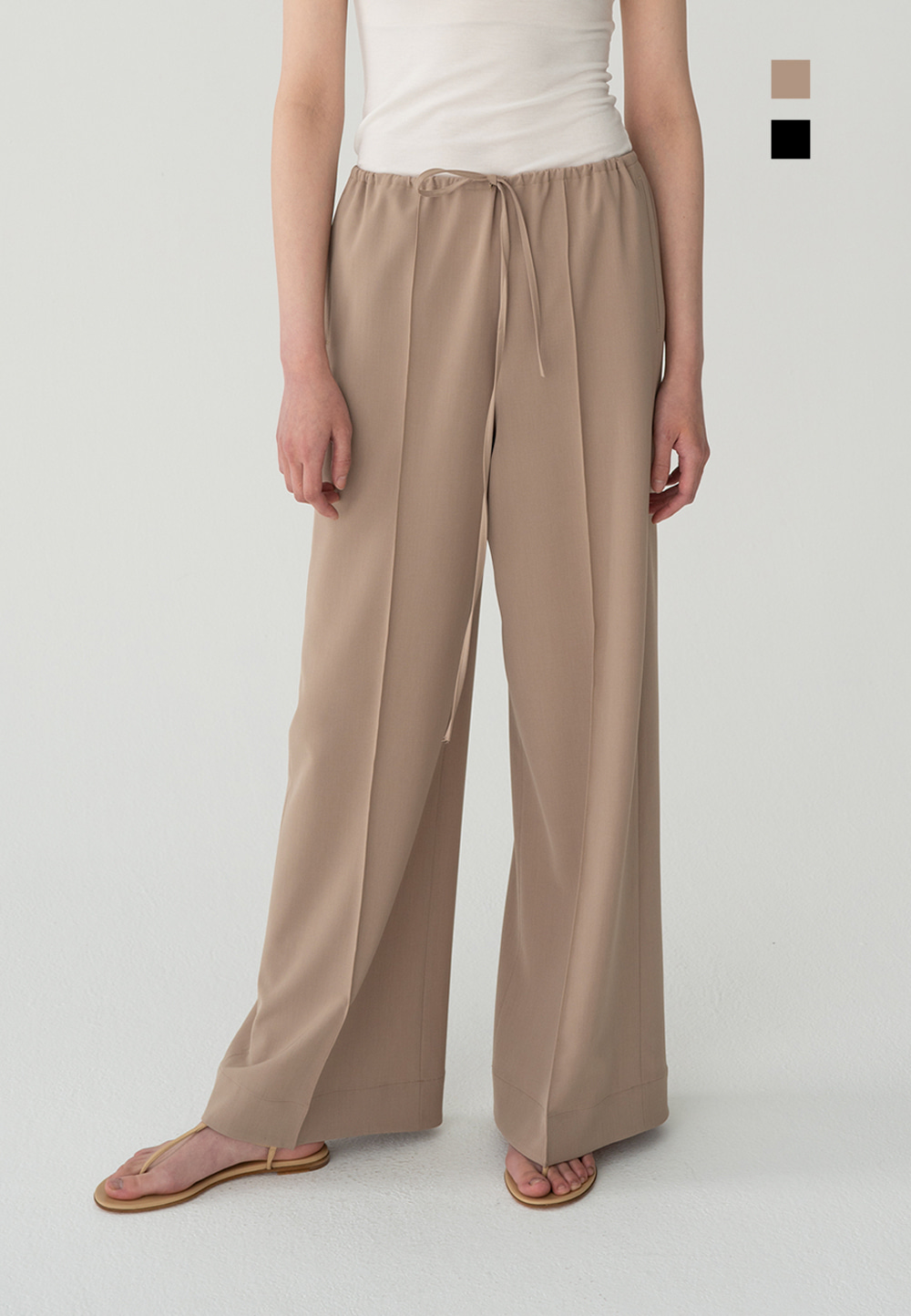 STRING PINTUCK PANTS   (2 COLOR, 3 SIZE)