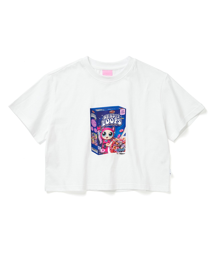 NKBD LOOPS Cereal Crop T-shirts White 네이키드블러드17 NKDB17