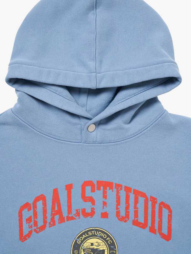 FC LETTERING STONE WASHED HOODIE-BLUE