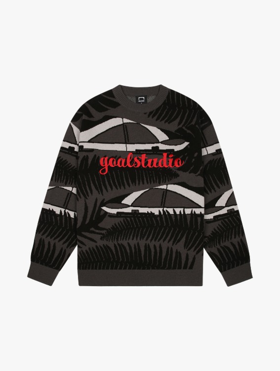 GOALSTUDIO WHO KNOWS ALL OVER PATTERN SWEATER - GREY