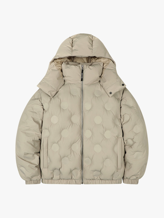 [20%] CIRCLE EMBO RDS DOWN JACKET - BEIGE