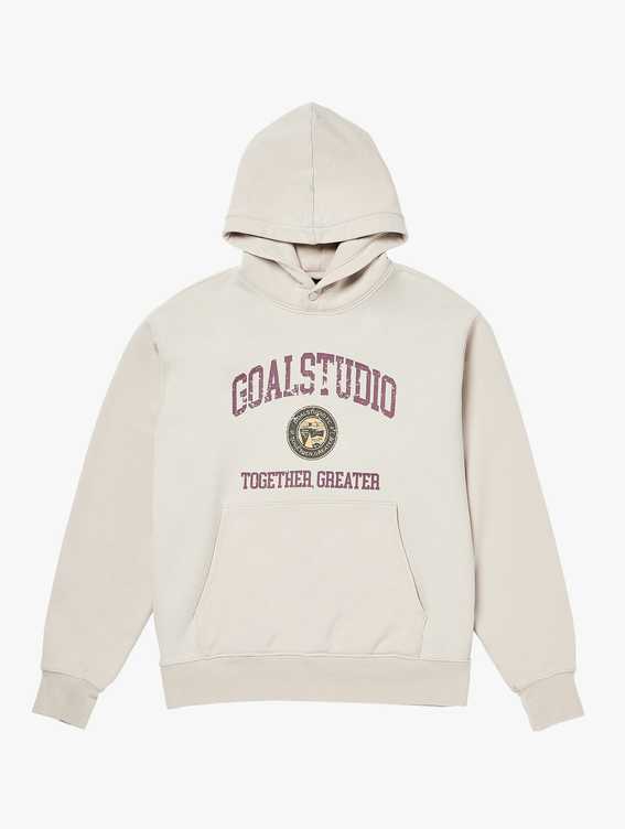 FC LETTERING STONE WASHED HOODIE-LIGHT BEIGE