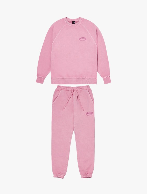 [10% OFF] LETTERING PIGMENT DYED SWEAT &amp; PANTS - PINK