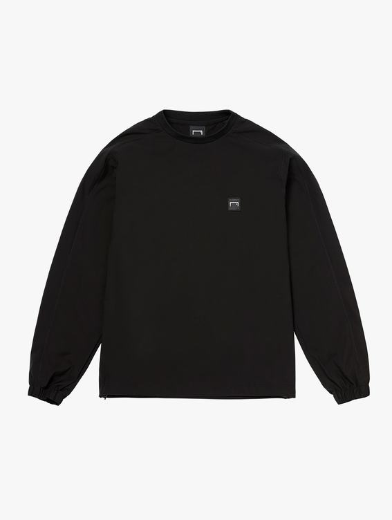 SIGNATURE WOVEN STRETCH LONG SLEEVE TEE-BLACK