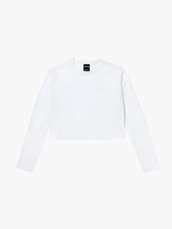 SIGNATURE WOMENS CROPPED LONG SLEEVE TEE-WHITE