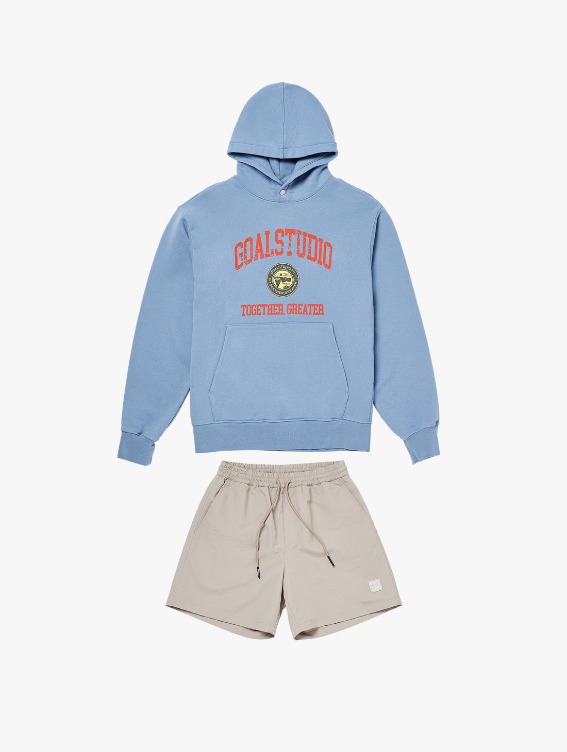[10% OFF] FC LETTERING STONE WASHED HOODIE &amp; SHORTS - BEIGE