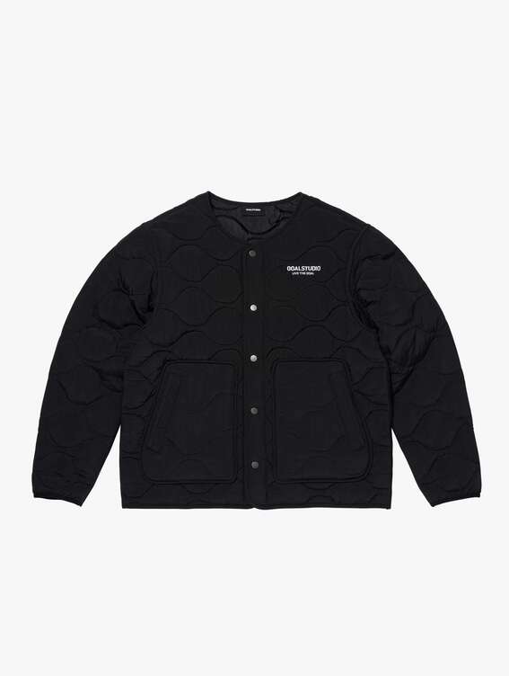 GOALSTUDIO EMBROIDERY QUILTED CARDIGAN-BLACK
