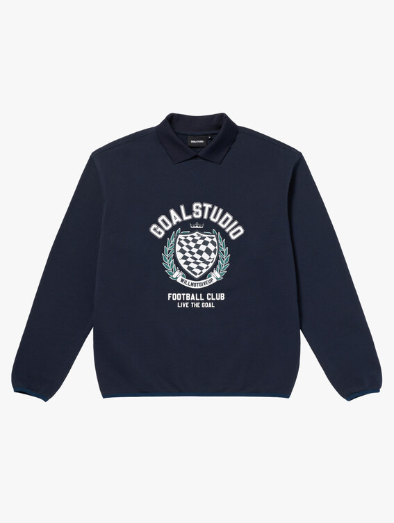 GOALSTUDIO FC STONE WASHED COLLAR SWEAT-DARK NAVY