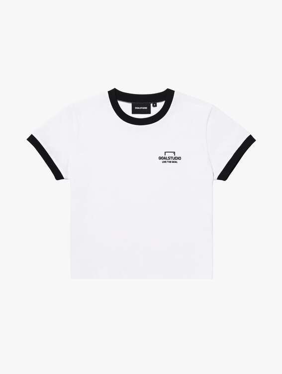 WOMEN`S COLOR BLOCK CROPPED TEE-WHITE