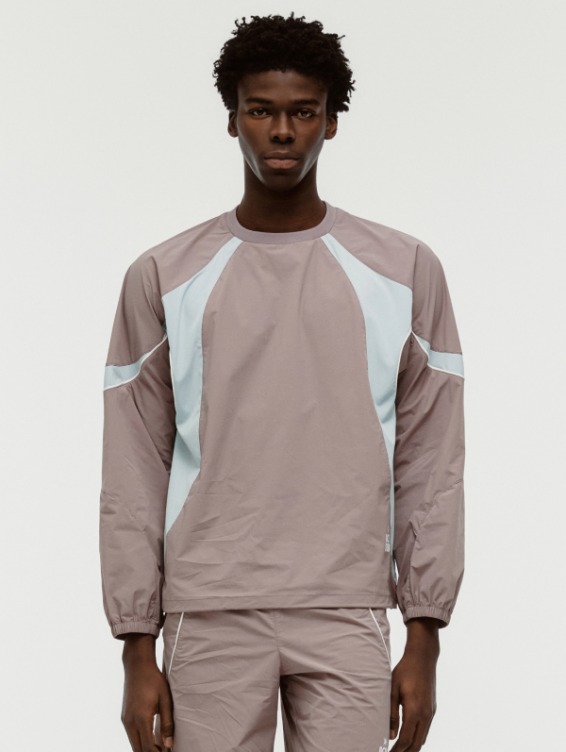 [PACE GOAL 10%] COLOR-BLOCK WOVEN PULLOVER-BROWN