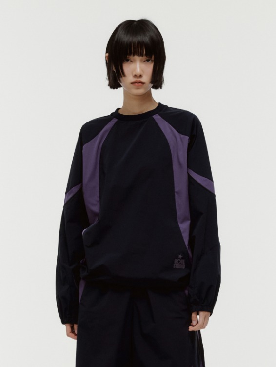 [PACE GOAL 10%] COLOR-BLOCK WOVEN PULLOVER-NAVY