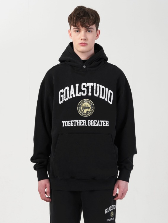 [SEASON OFF 30%] FC LETTERING STONE WASHED HOODIE-BLACK