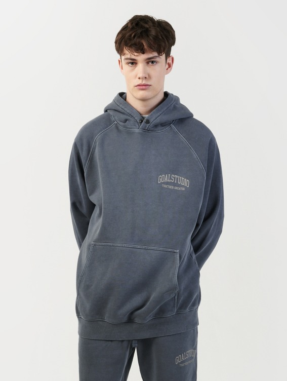 [SALE 50%] LETTERING PIGMENT DYED HOODIE-GREY