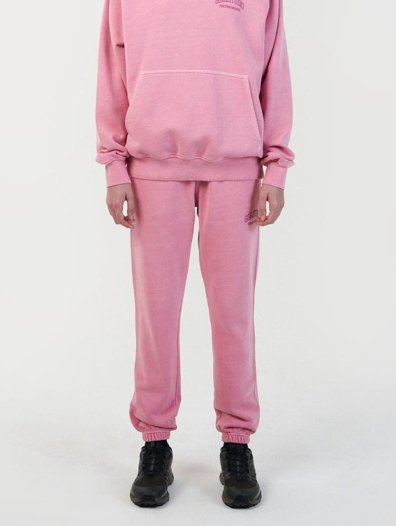 LETTERING PIGMENT DYED PANTS-PINK