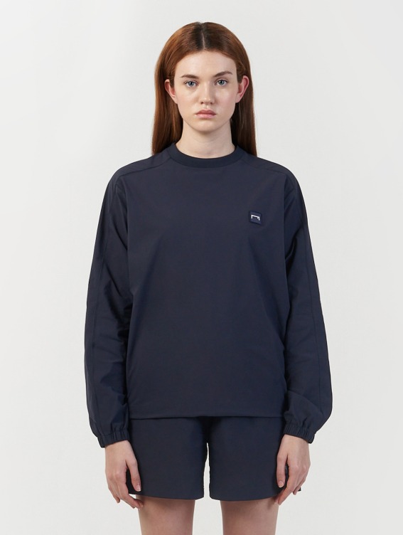 SIGNATURE WOVEN STRETCH LONG SLEEVE TEE-NAVY