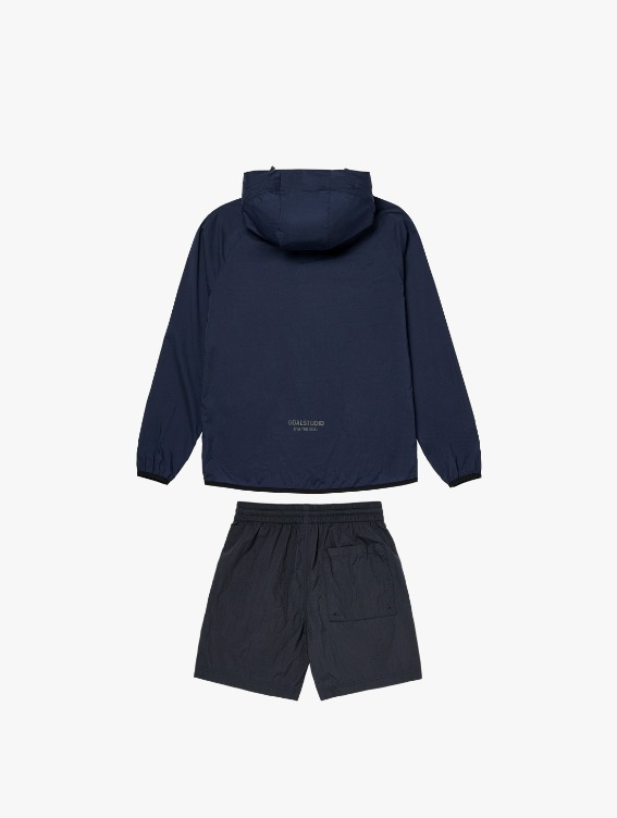 [10% OFF] SIGNATURE WOVEN STRETCH HOODED JACKET &amp; WOVEN SHORTS-NAVY