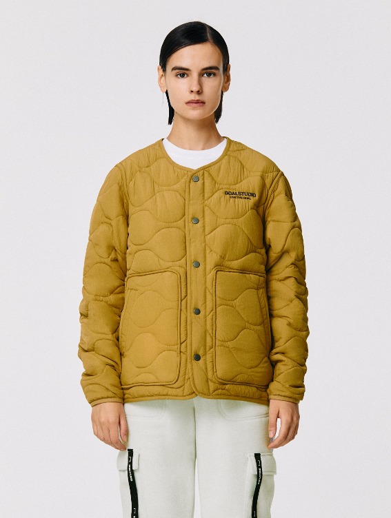 GOALSTUDIO EMBROIDERY QUILTED CARDIGAN-CAMEL